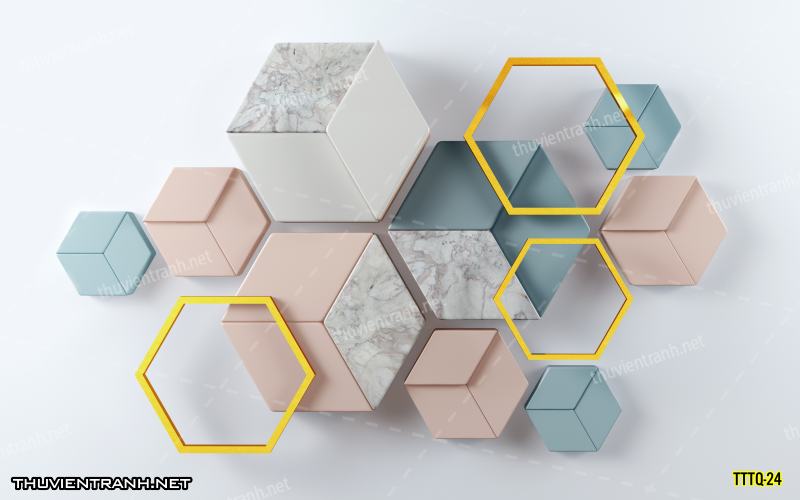 Tranh dán tường 3D trừu tượng- -TTTQ-24 - Tranh tường chất lượng cao